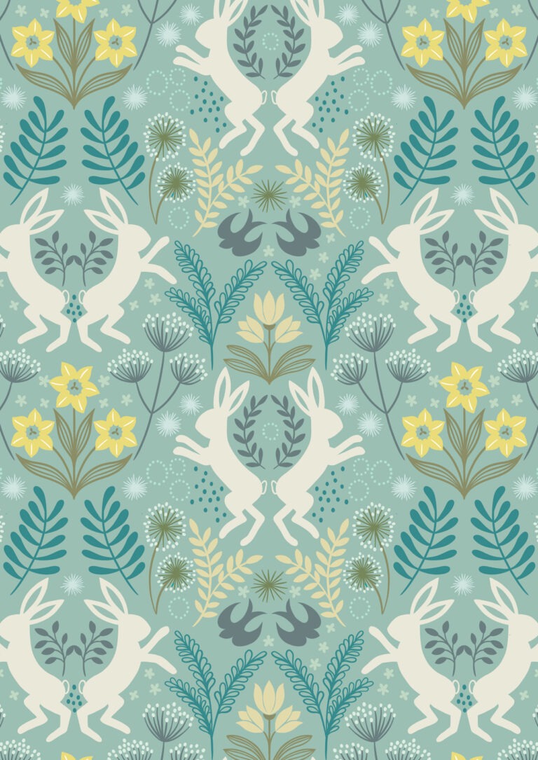 Spring hare on duck egg - Lewis and Irene